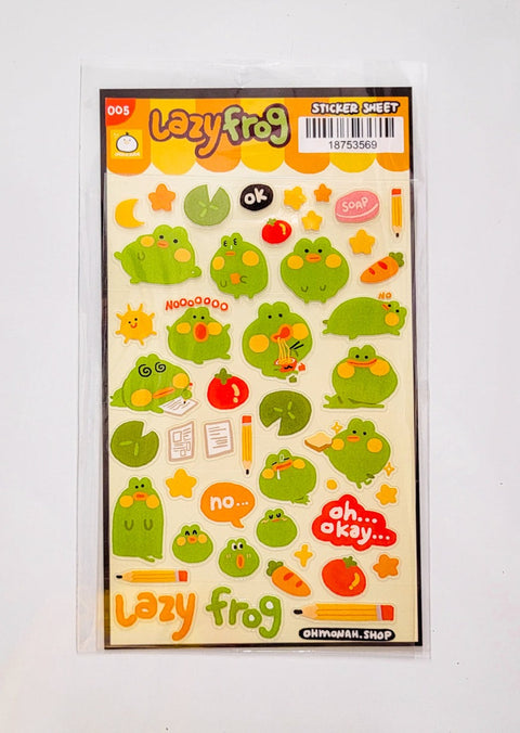 LAZY FROG sticker sheet