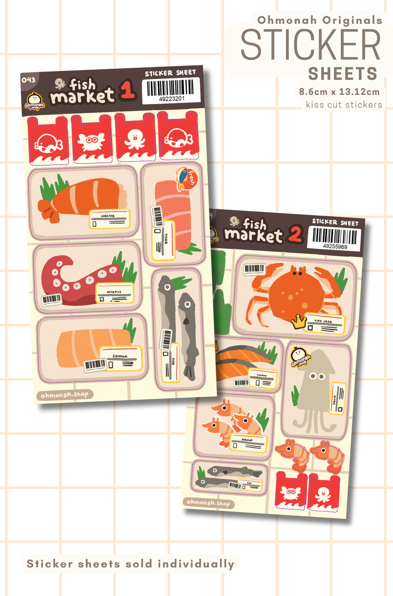 Fish Pot Sticker FISH MARKET sticker sheet – ohmonah